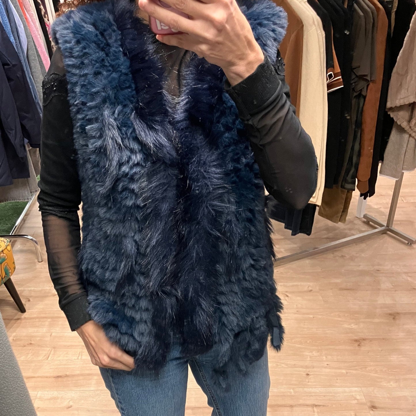 Gilet sans manches fausse fourrure