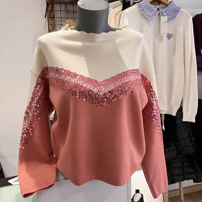 Two-tone sequin sweater