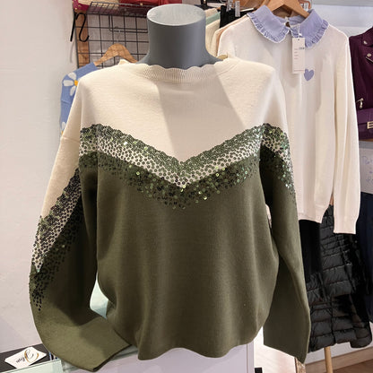 Two-tone sequin sweater