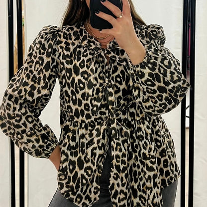 Blouse noeud motif leopard